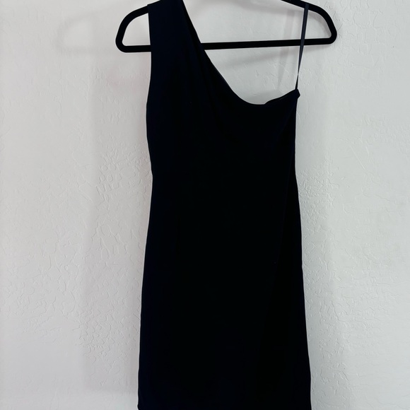 White House Black Market Asymmetrical Black Cocktail Dress. Size 8P. NWT - Picture 3 of 5